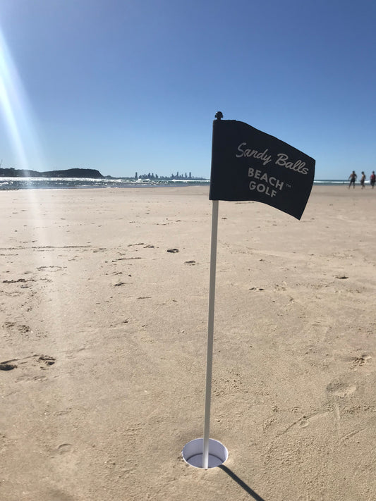 Sandy Balls Beach Golf kit PLUS an extra cup and flag